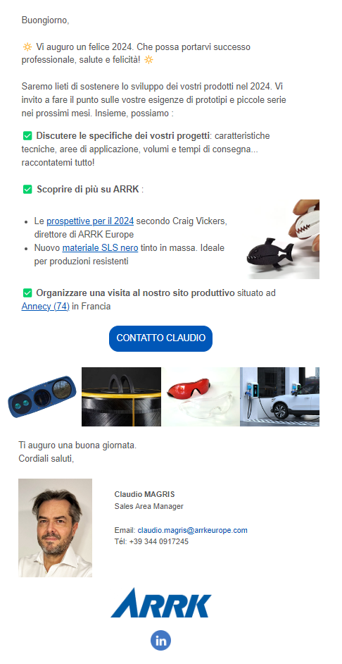 Email de voeux italien