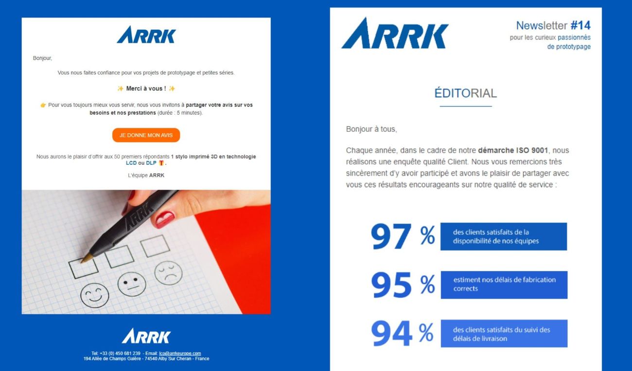 Exemples d'email ARRK