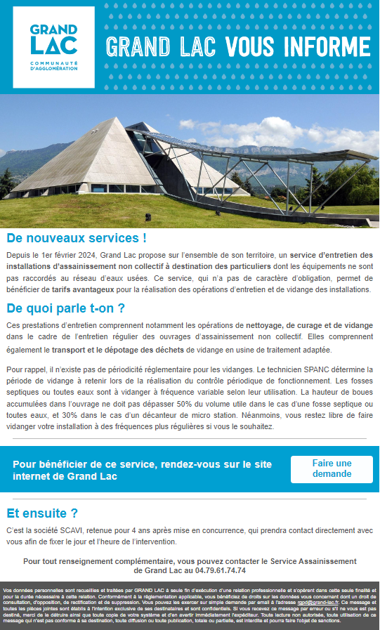 Exemple de newsletter de GRAND LAC