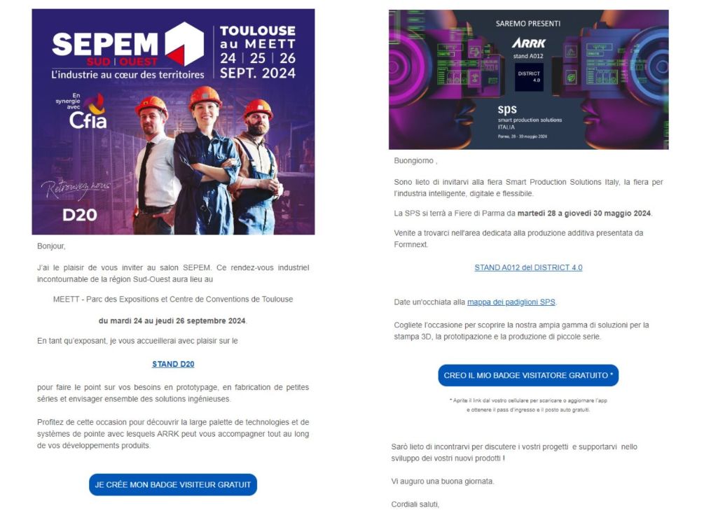 Exemples d'emails d'invitation multilingues