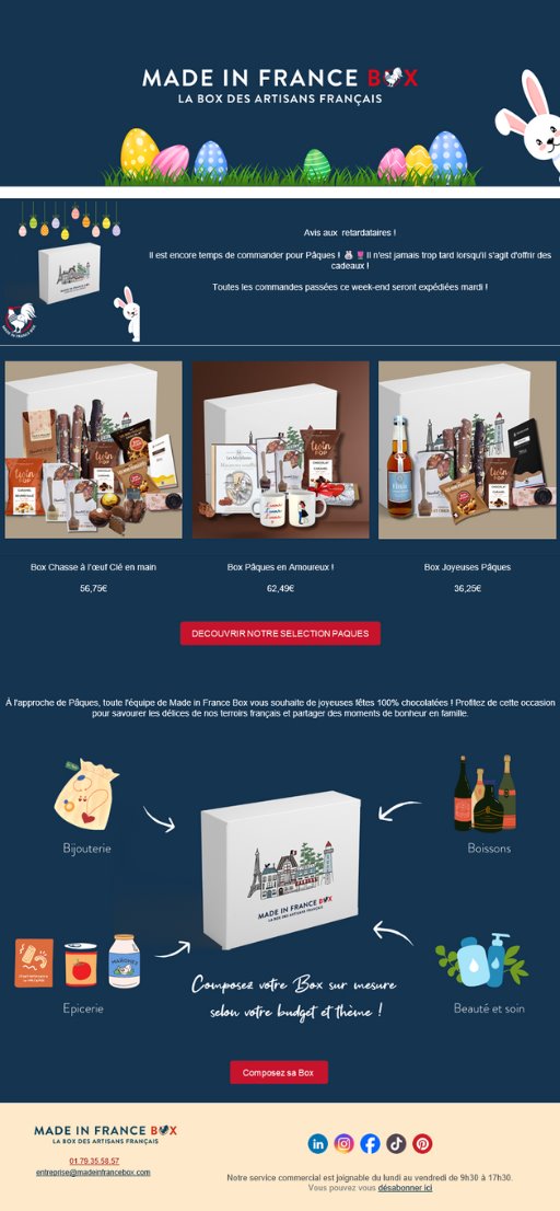 Email de Pâques de MADE IN France BOX